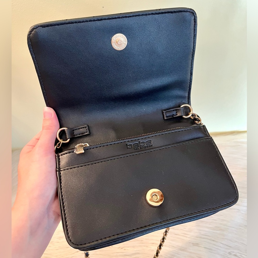 Bebe Black Quilted Crossbody Clutch Bag - Picture 5 of 9